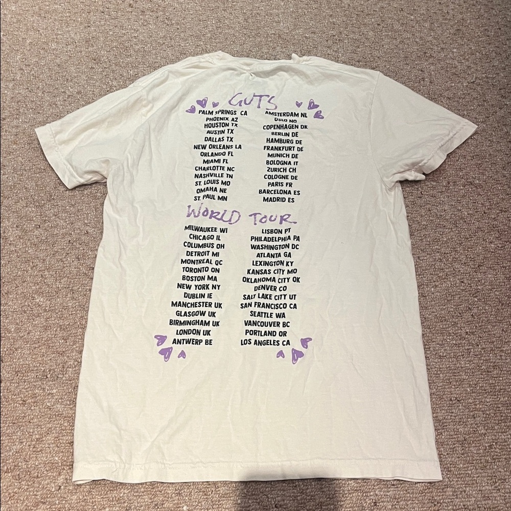 Olivia Rodrigo Get Him Back! T-Shirt – Ivory – Small – Official Tour Merch - Picture 6 of 10